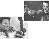 2 Drawing Prints, including Hawkeye and Black Widow -- Avengers Agent Pack