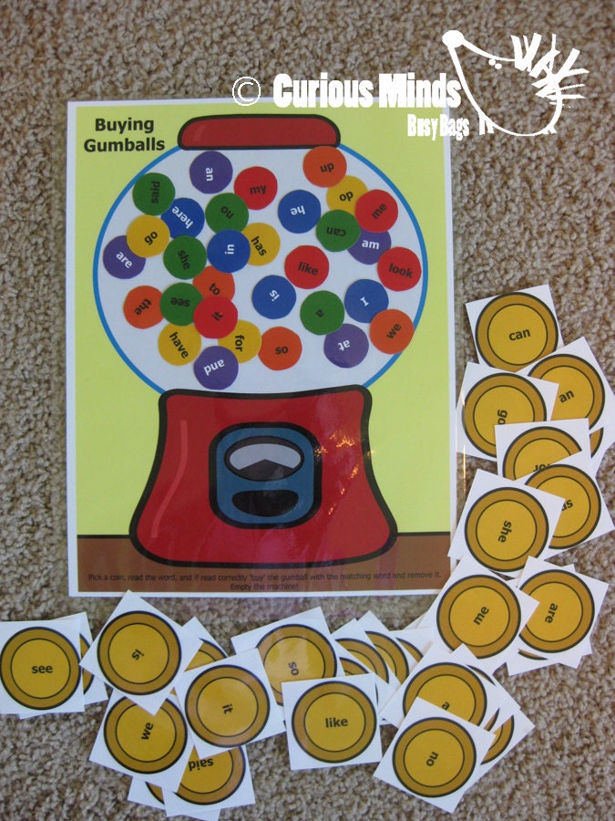 Sight Word Busy Bag (learning activity) for Toddlers and young children.  Self-contained activity that you can pack and pull out when needed