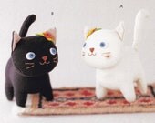 Cotton Linen Fabric Cute Cat Kittens Animal Mascots Handmade Plush Stuffed Toy Sewing Crafts pdf TUTORIAL & E PATTERN in Japanese
