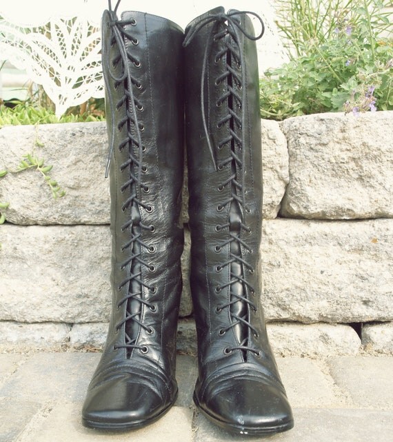 black victorian lace up boots