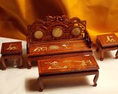 Doll House - Living Room Set - Dollhouse Oriental Inlaid Furniture - Beautiful Quality - 1/12th Scale