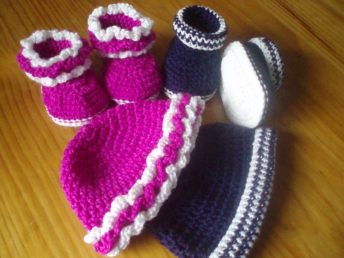  Pattern Baby Booties and Matching Hats Girls and Boys Versions on Etsy