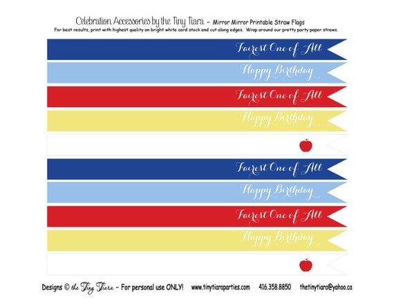 Sweet Snow White Printable Straw Flags : Printable Party Designs by The Tiny Tiara Il_570xn