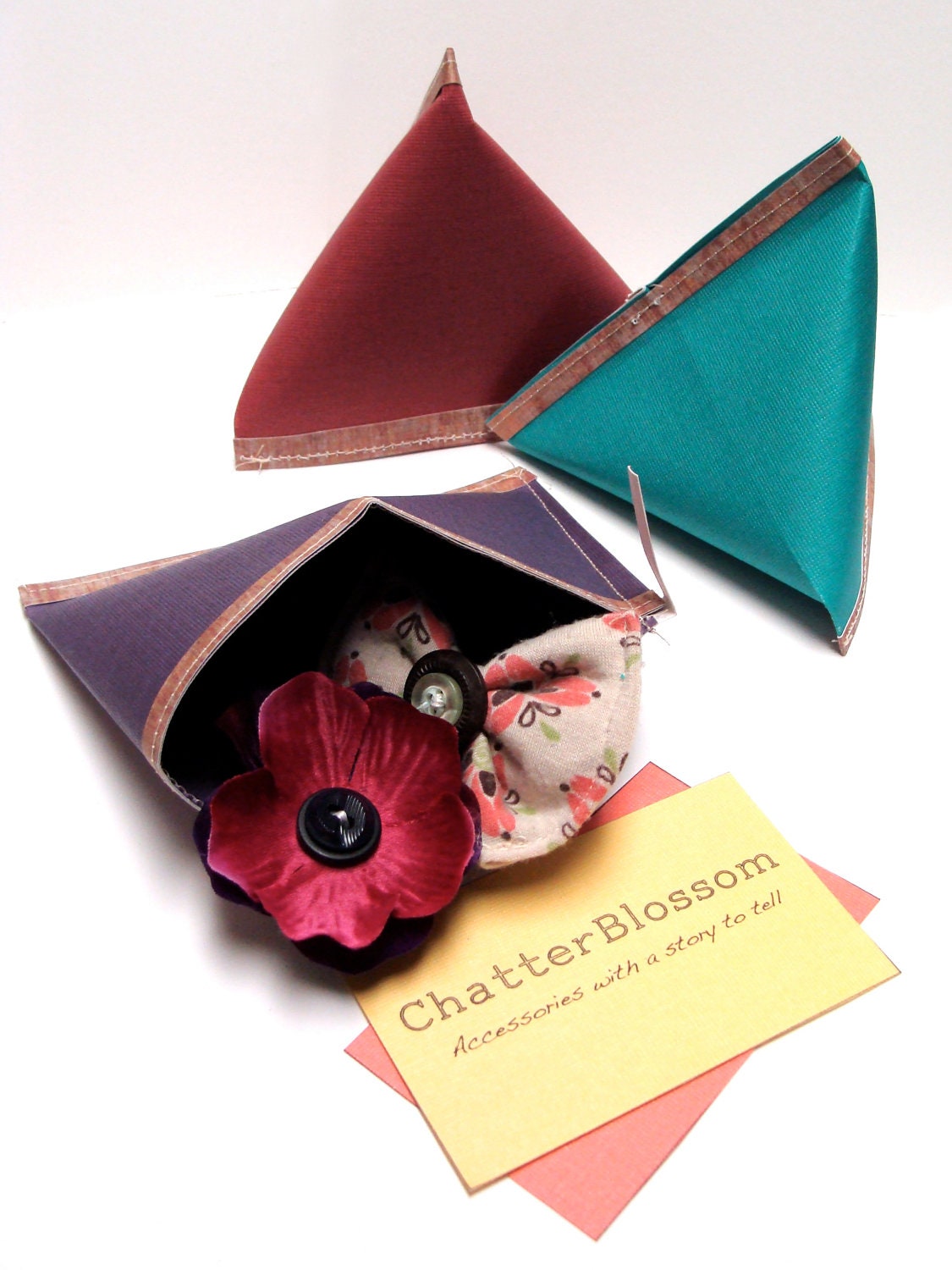 RESERVED FOR ERIKA Fuchsia Hair Clip Flowers, Anemone Hair Accessory, Vintage Buttons, Set of 3, Small Hair Flowers  - "Ain't We Got Fun"