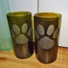 Recycled Wine Bottle Glasses with Hand Etched Paw Prints Set of 2