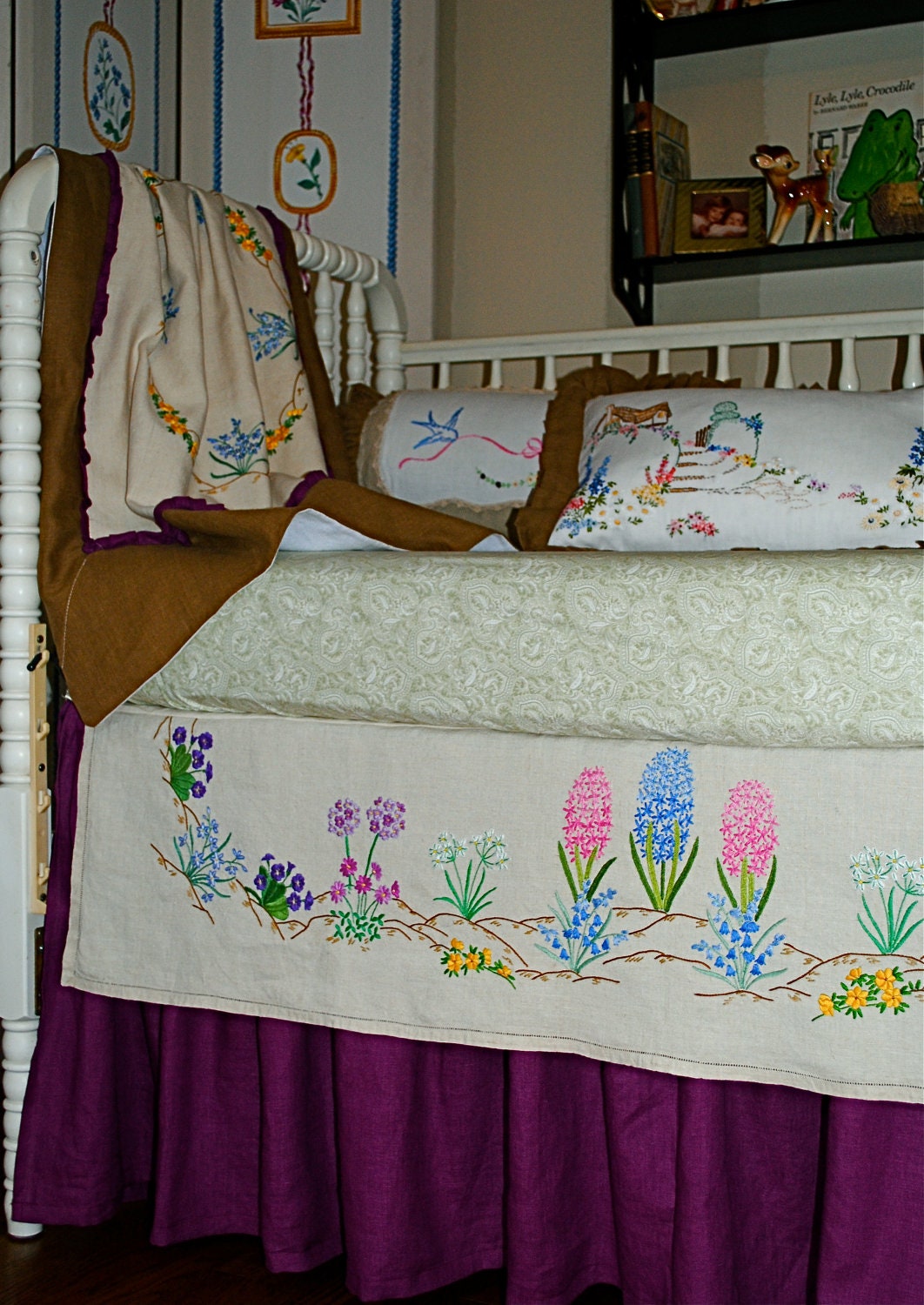 items similar to shabby chic crib bedding linen baby bedding vintage hand embroidered linen on items similar to shabby chic crib bedding linen baby bedding vintage hand embroidered linen on