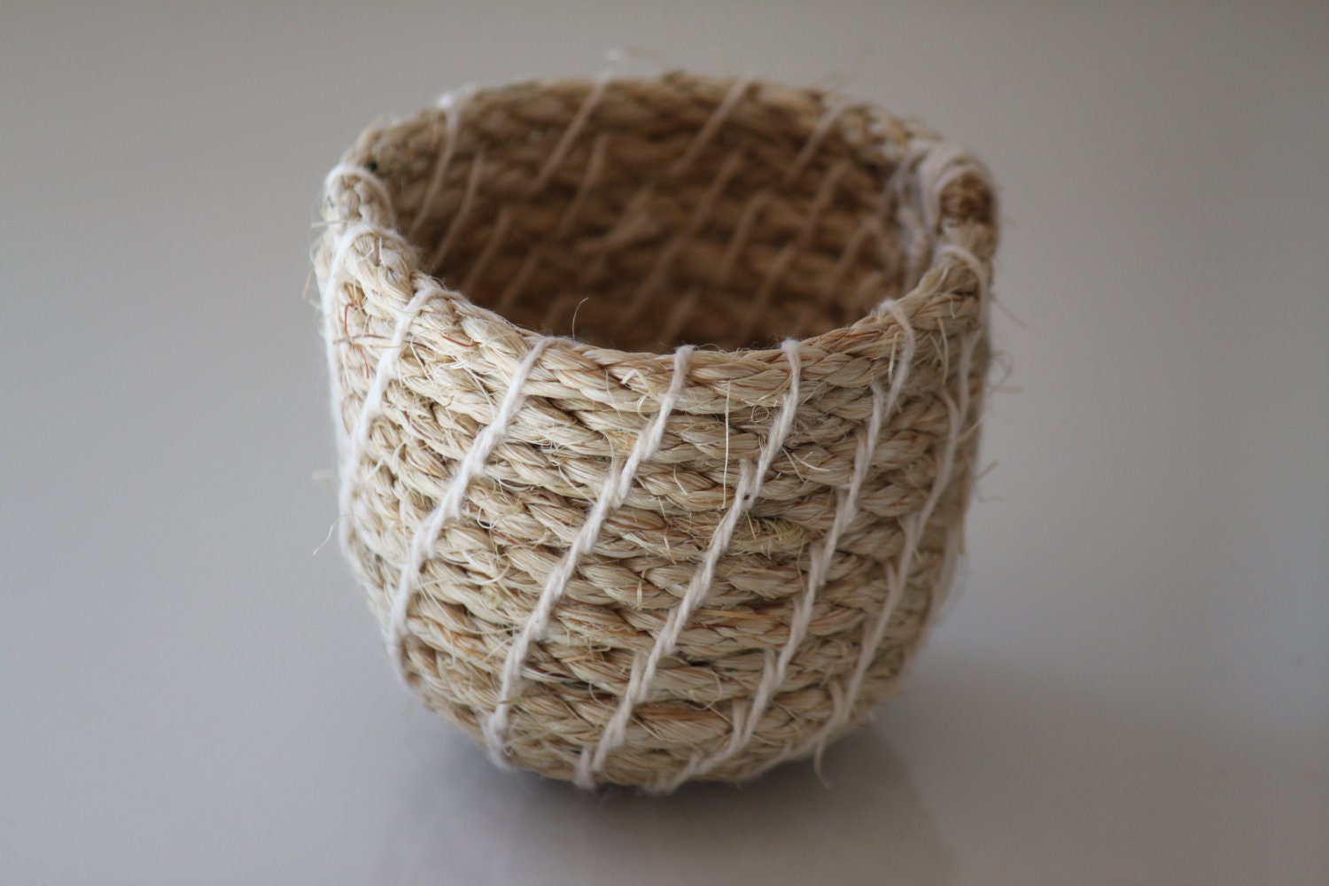 Upcycled 'Nude' Rope Basket: Natural / Coiled / Small