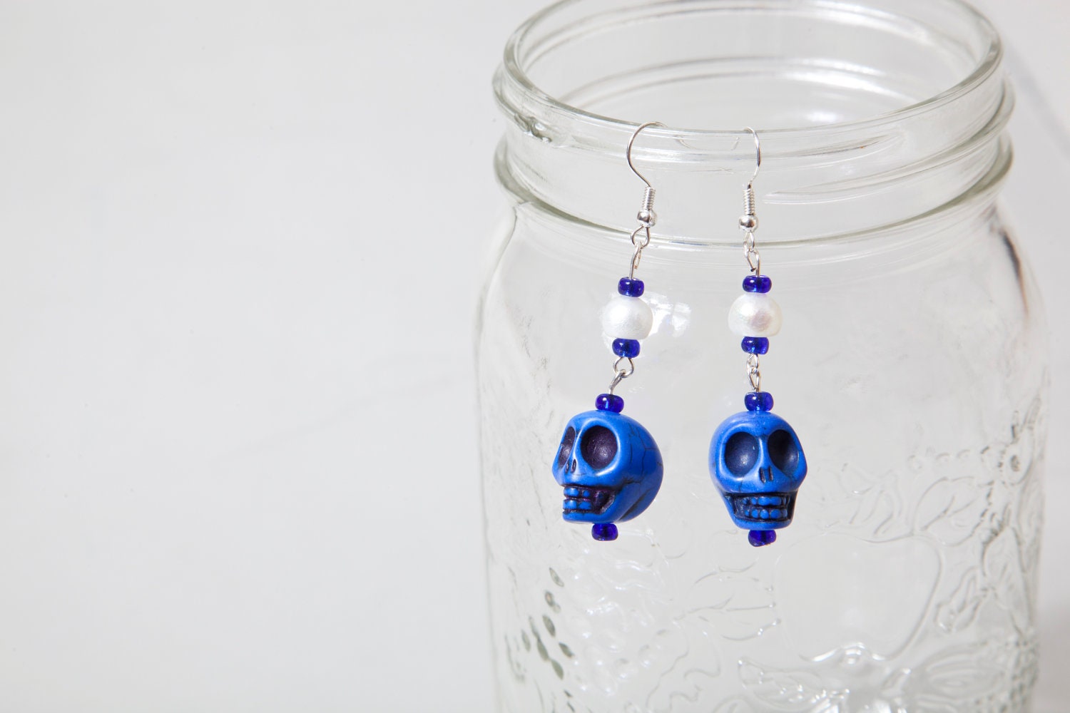 Royal Blue Skull Earrings