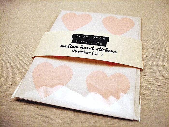 120 Pastel Pink Heart Stickers - 1.5" . Envelope Seals . Gift Wrap . Pink Stickers . Wedding Stickers Labels Invitation Seals