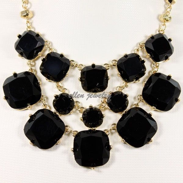 Black  Bubble Necklace Handmade bib necklace  statement necklace Resin jewelry (FN0556 Black)
