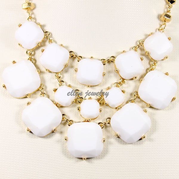 White Bubble Necklace Handmade bib necklace  statement necklace Resin jewelry (FN0565 white )