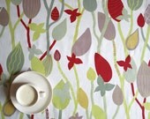 Tablecloth white grey green purple red abstract flower 37"x37" or made to order your size, also napkins, table runner available, with GIFT