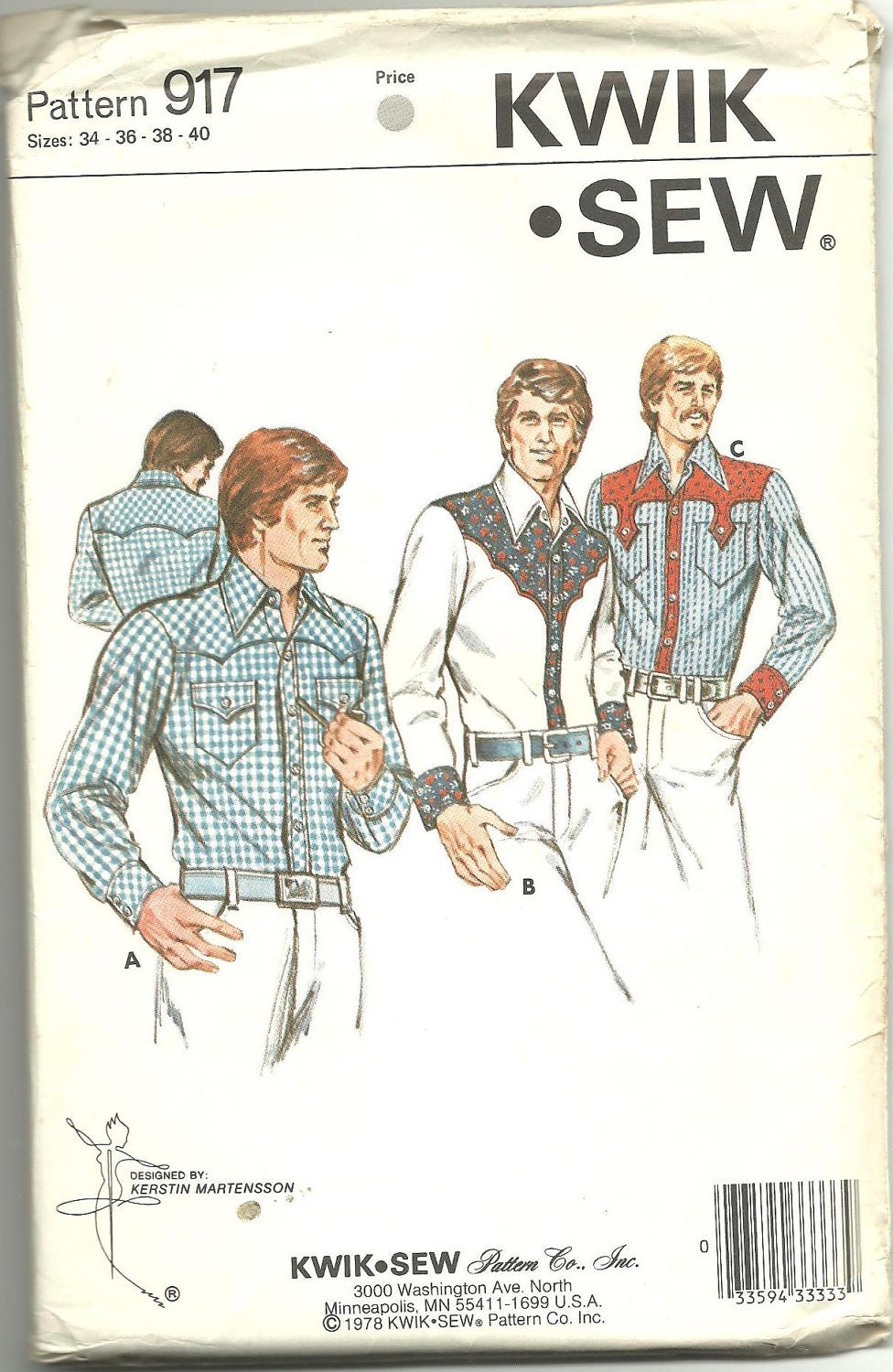 Mens Western Shirt Sewing Pattern Kwik Sew by DestinedRendezvous