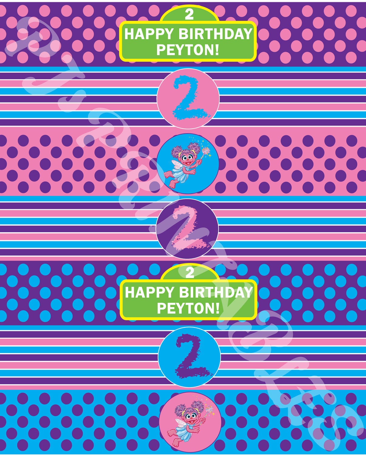 Abby Cadabby & Sesame Street themed Water Bottle Labels - Customized Digital File Il_170x135