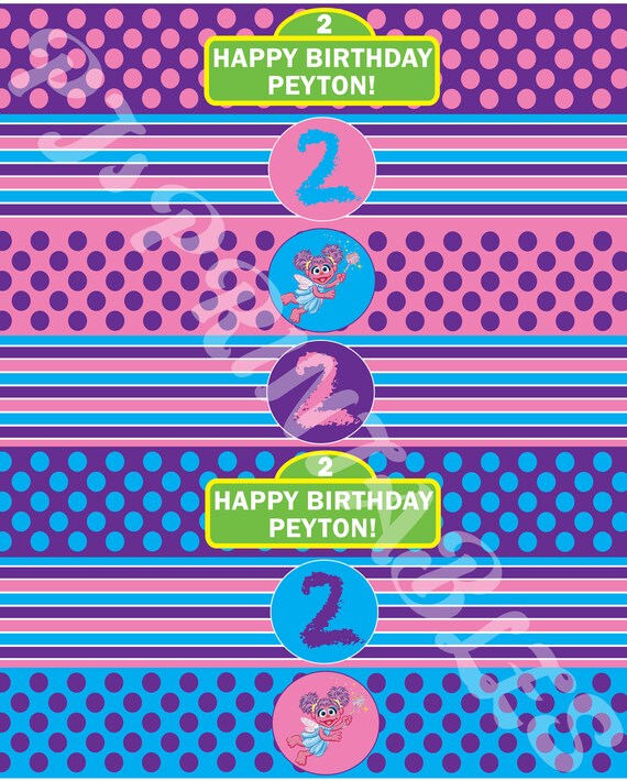 Abby Cadabby & Sesame Street themed Water Bottle Labels - Customized Digital File Il_570xn