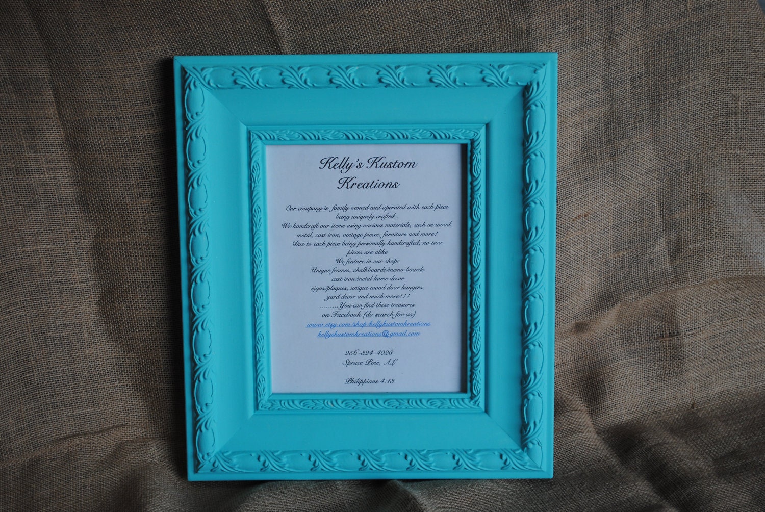 CLEARANCE/Ready To Ship/8x10 Calypso Blue Picture Frame/ Wedding/ Paris Chic/ Shabby Chic/ Wall Art/ Photograph /Picture Grouping