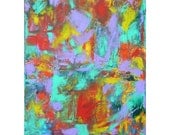 Large Wall Art Acrylic Painting Aqua Red Purple 24x30 by Nacene Prchal