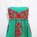 Embroidered Mexican Sundress Cotton Strapless in Green with Lining