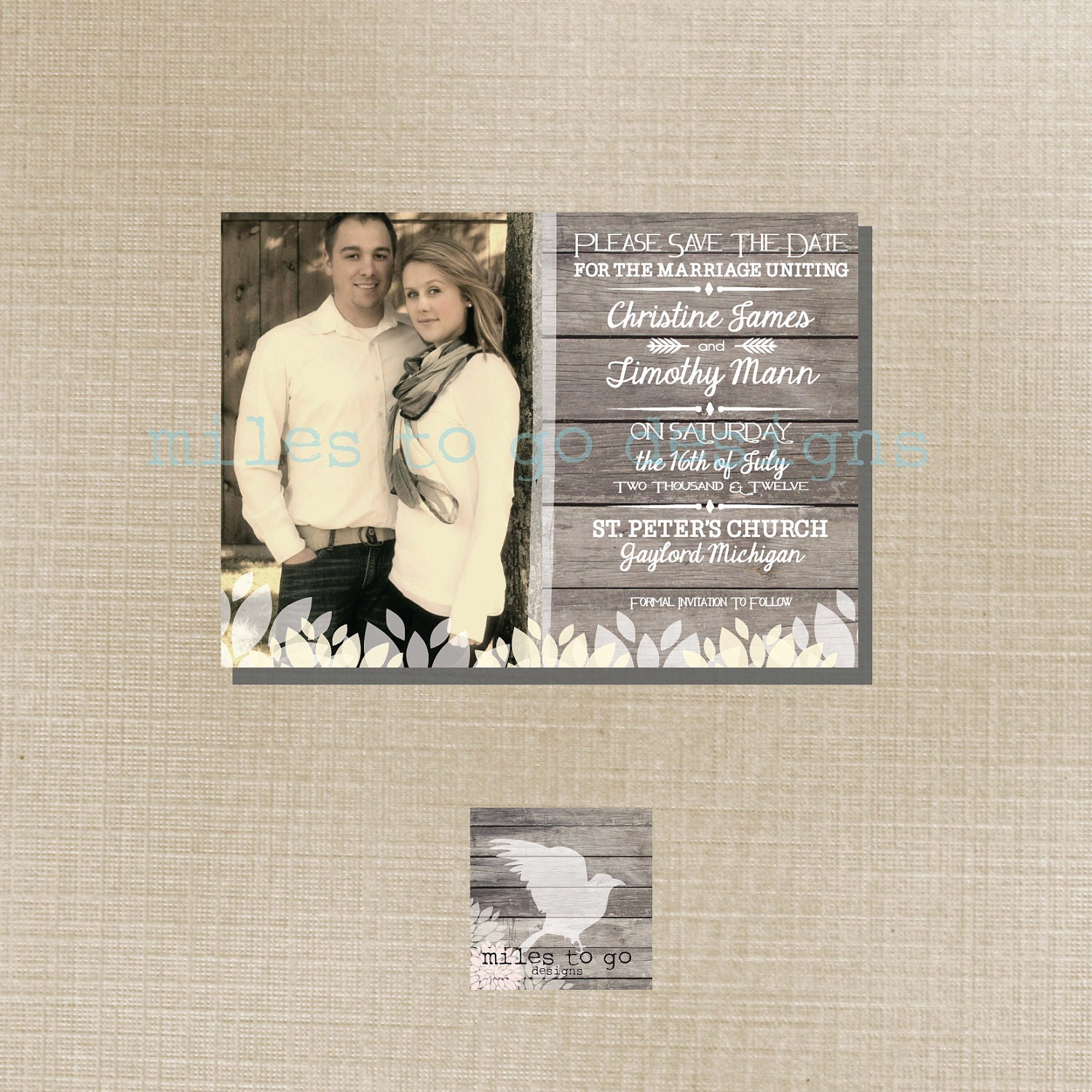 Summer Sale - Printed Wedding Save the Date Only: Card Stock, Postcard or Magnet - Modern Rustic - the Christine Photo