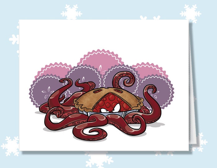 Octopie, set of twelve Holiday Monster greeting cards