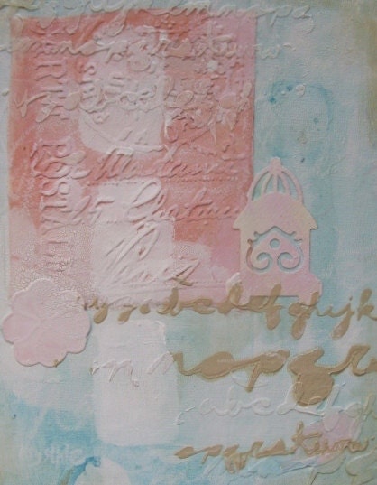Le pot dans la cage - Des mots dans mes pots Shabby Chic Mixed Media art