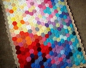 BabyLove Brand Geometric Lace Blanket/Afghan, handmade crochet beautiful color/size throw Twin Bed - custom order - 49"x64"