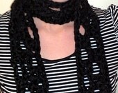 Infinity Scarf Cowl in Window Pane Design in Classic Black Circle Scarf Neckwarmer Unique Scarf Winter Scarf Women