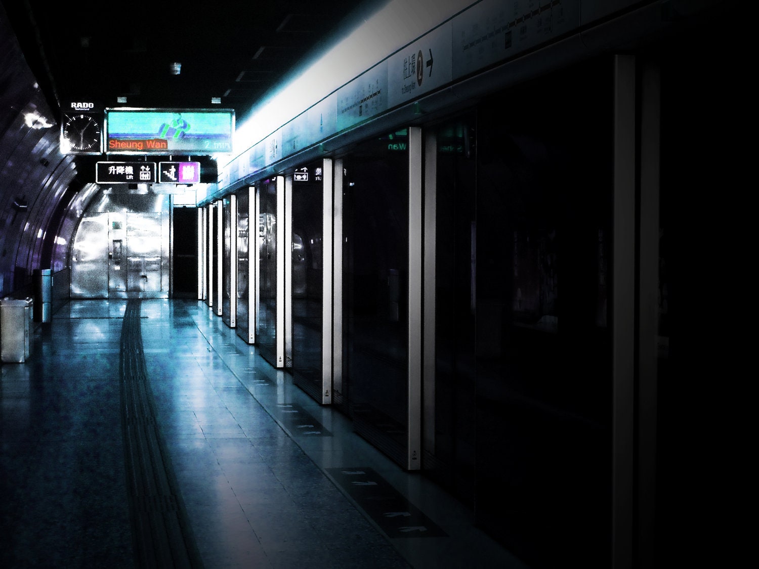 Hong Kong Underground. Evening Blue.  City Photography 8x10"