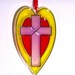 ORNAMENT - Heart & Cross- Acrylic - Red - Yellow- Lilac- Handpainted Home Decor