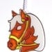 ORNAMENT- HORSE HEAD1 - Acrylic - Brown - White -Yellow - Handpainted Home Decor