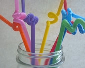 Rainbow Super Bendy straws make shapes knots, 50 pcs, perfect birthday party detail, tie on cupcake ring pick, milk bottle, can mix colors