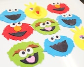 priority shipping Sesame Street Edible Fondant Cupcake Toppers 12 qty Elmo, cookie monster, oscar, big bird