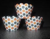 Polka Dot Halloween Theme Cupcake Wrappers. Set of 12 Holiday Party Spooky Fun