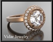 Engagement Ring,Diamond Engagement Ring,Flower Engagement Ring,UNIQUE Engagement Ring,Pave,Weddings,Luxury,Brides,14k Rose gold
