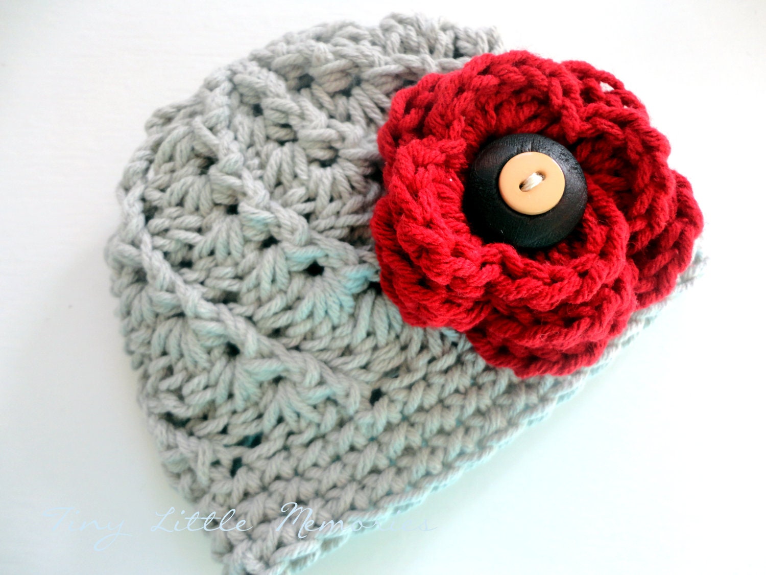 Ohio State Baby Girl, OSU Buckeye Crochet Hat - Made to Order - Scarlet and Gray - Newborn, Up to 12 Months