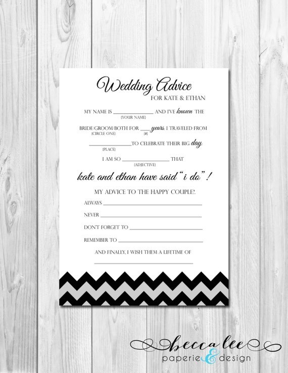 Wedding Advice Mad Lib - Chevron Stripe - Customizable - Printable Il_570xn