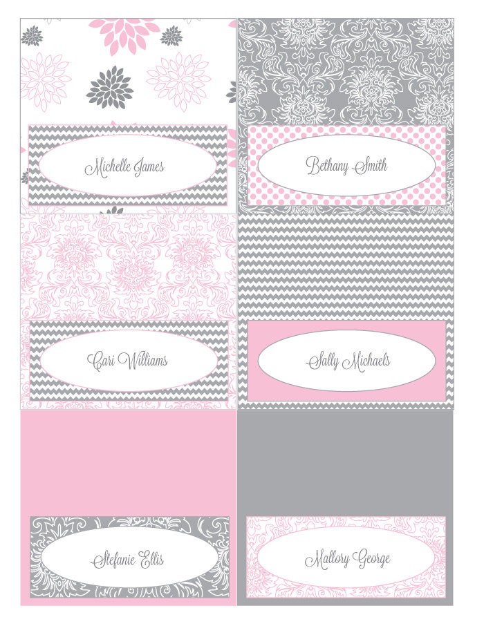 Pink and Grey Dahlia Printable Small Labels