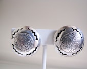Fantastic Vintage Pre-columbian Mayan Design Sterling Silver Screw Back Earrings