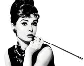 Audrey Hepburn Digital download Poster Print black and white, breakfast at tiffany's, tiffany, art, modern , pop art, home decor