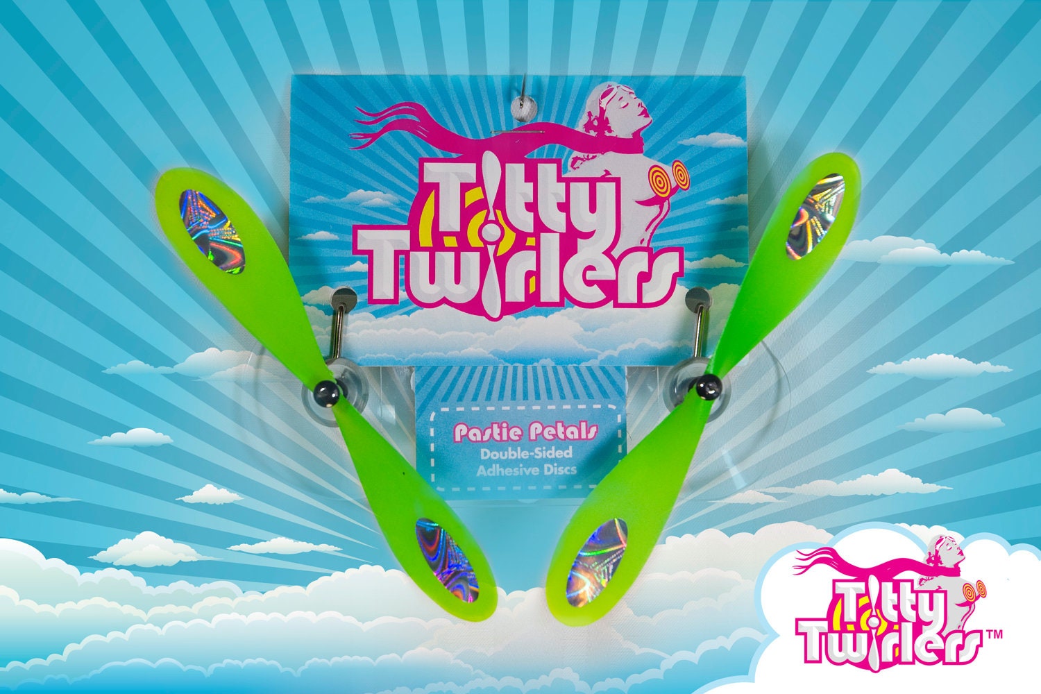 Titty Twirlers - Propeller Pasties - Kiss Me Kiwi/Luscious Lemon