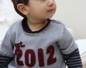 Boy's Striped Sweater 'Est 2012'  to fit age 12-18 months