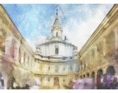 ROME PALAZZO 50x70cm 20x27"  digital Watercolor print painting  Ivo della Sapientia