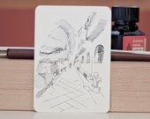 ORIGINAL UNIQUE ACEO ooak card street drawing sketching ink Berlin Germany