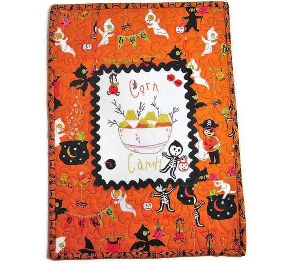 Clearance Halloween Runner Quilt Mat Hand Embroidered