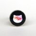 Cat head watercolor glass cabochon ring in old silver