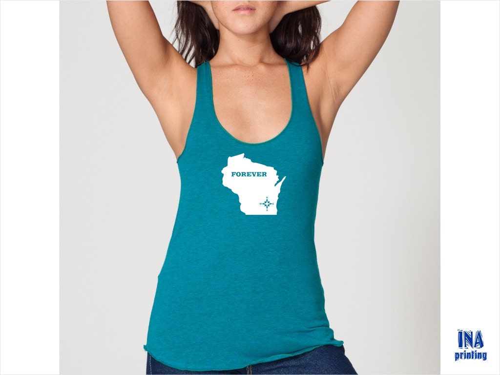 Wisconsin State Tank Top - Womens  American Apparel Racerback  - S M L (6 Colors Available)