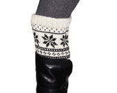 Knit Boot Cuff Pattern / Knit Snowflake Boot Cuffs / Fair Isle Legwarmers