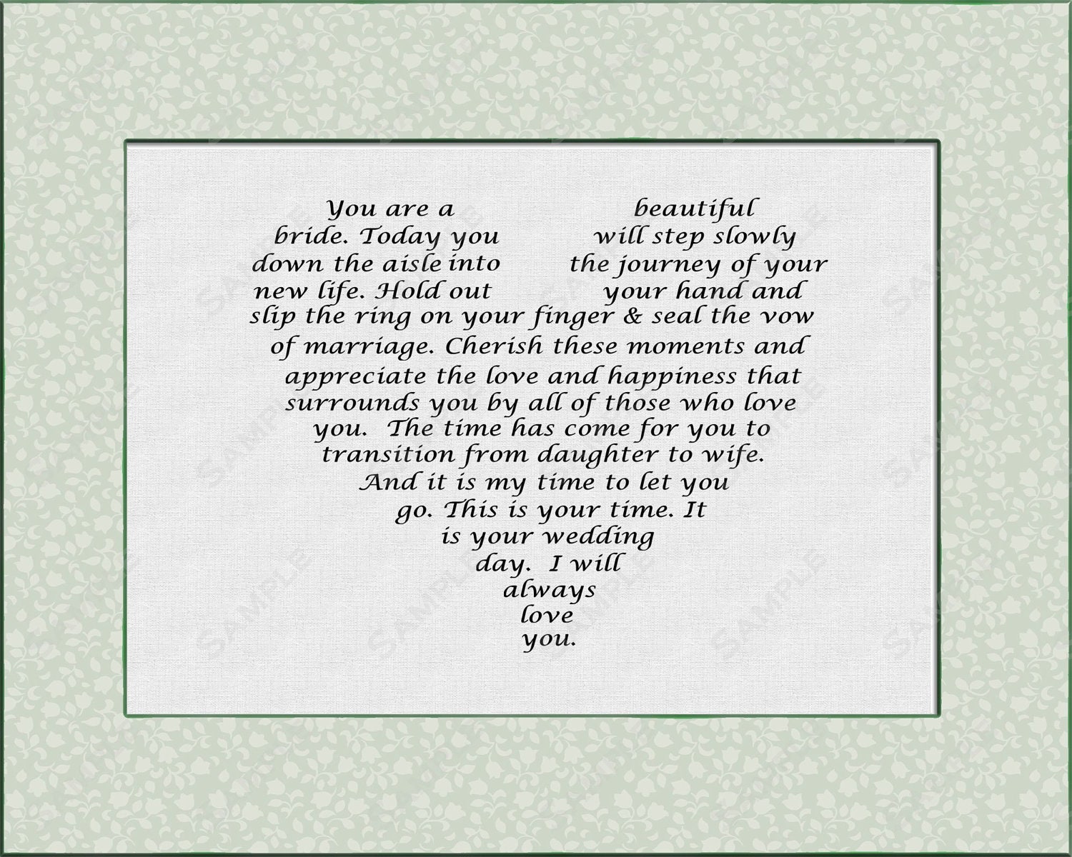 Gift for Bride on Wedding Day Personalized Poem from Mother or Father ...