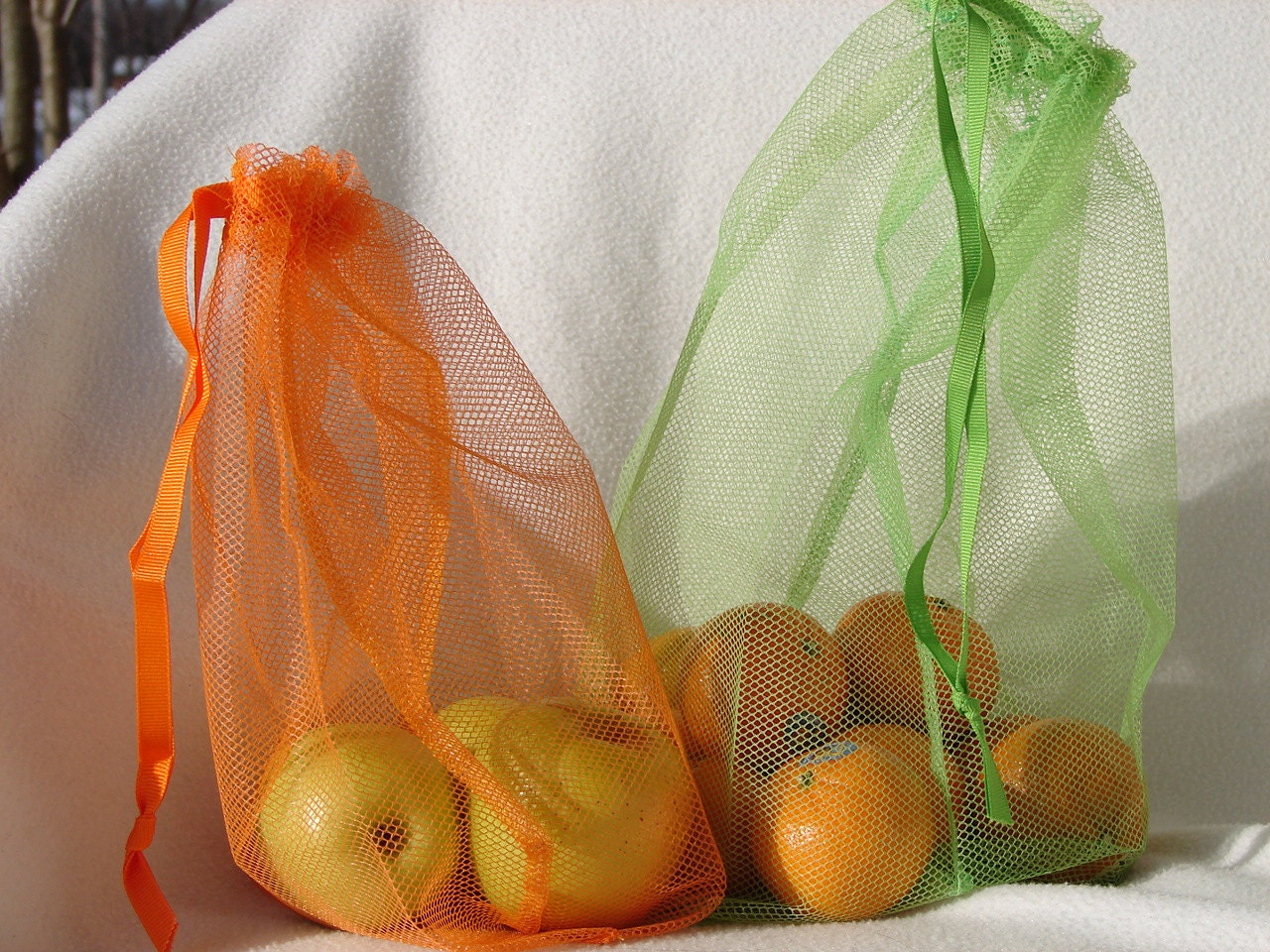 Reusable produce bags, veggie bag for Farmer's Market, set of 3 - ElleJayStudios