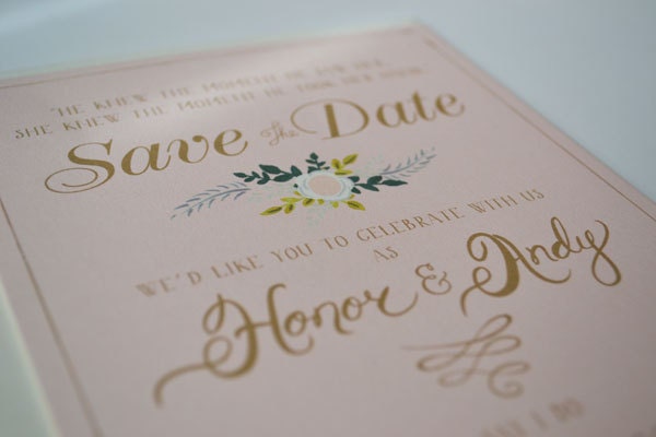 Save the Date Card with matching envelopes set of 25/Blush